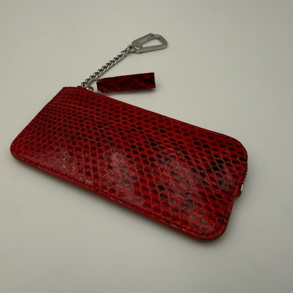 KWANPEN 1938 • Red Exotic Genuine SNAKESKIN Key Clay Bag Charm w/ Palladium - Picture 6 of 16